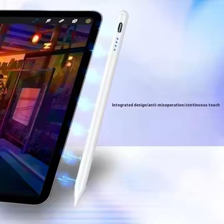 AppleAura Glide Stylus Pencil for iPads Only, Angle Tilt Sensitivity, Palm Rejection, Attaches Magnetically, Battery LED Indicator, Type-C Charging, Only for iPads Released Between 2020 & 2024