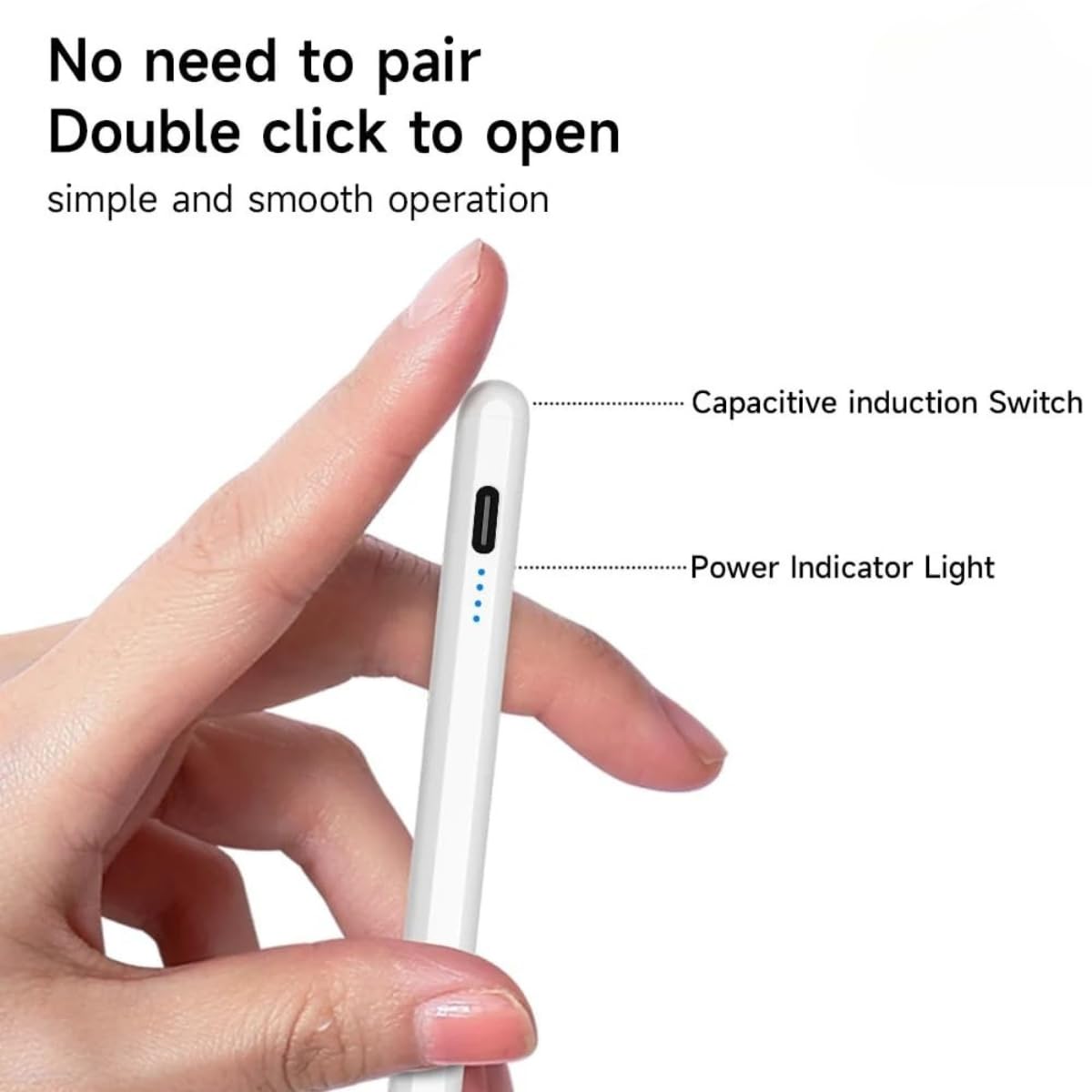 AppleAura Glide Stylus Pencil for iPads Only, Angle Tilt Sensitivity, Palm Rejection, Attaches Magnetically, Battery LED Indicator, Type-C Charging, Only for iPads Released Between 2020 & 2024
