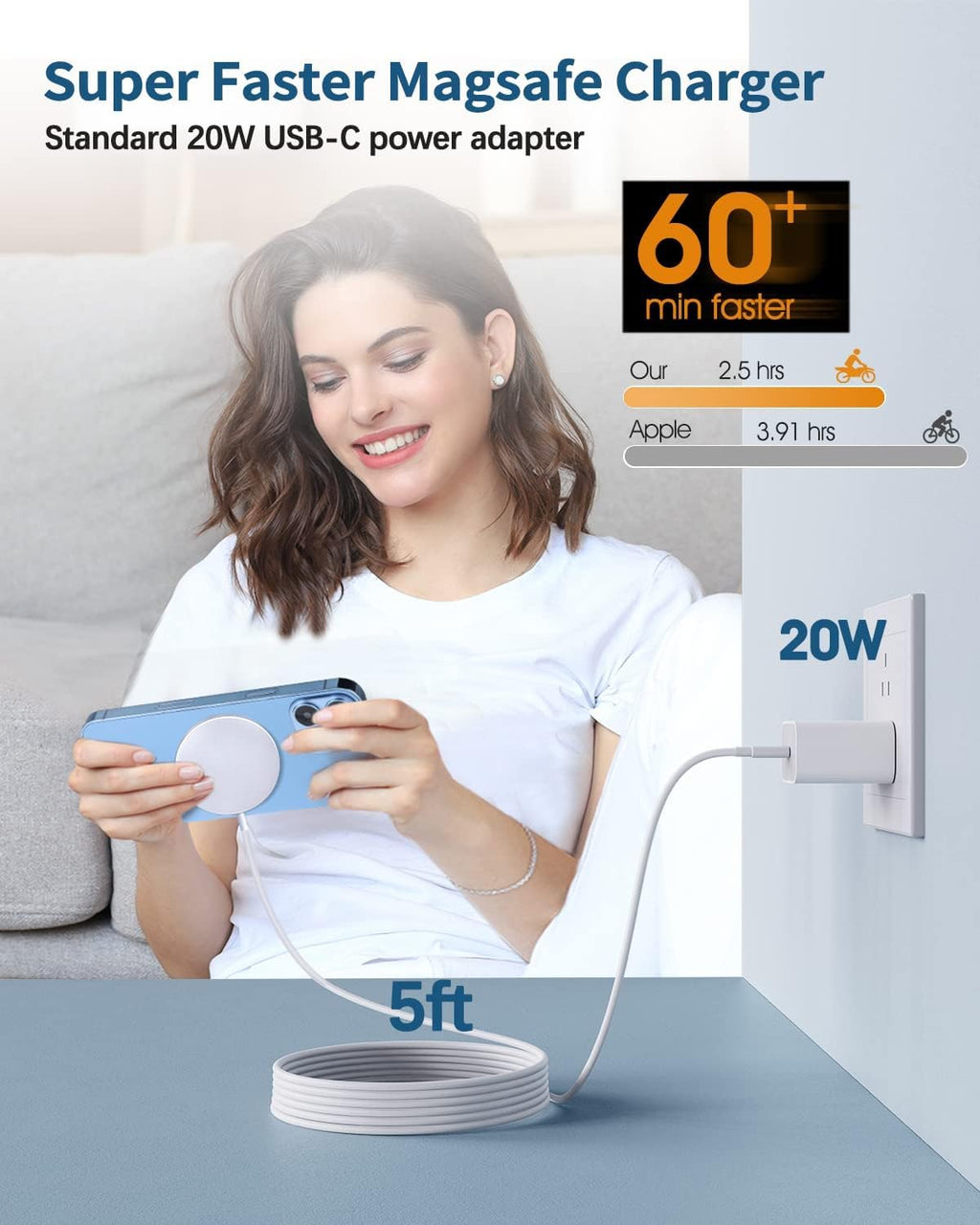 AppIeAura Power Wave Charge 2.8 A Wireless Mobile Charger with Detachable Cable (White, Silver)