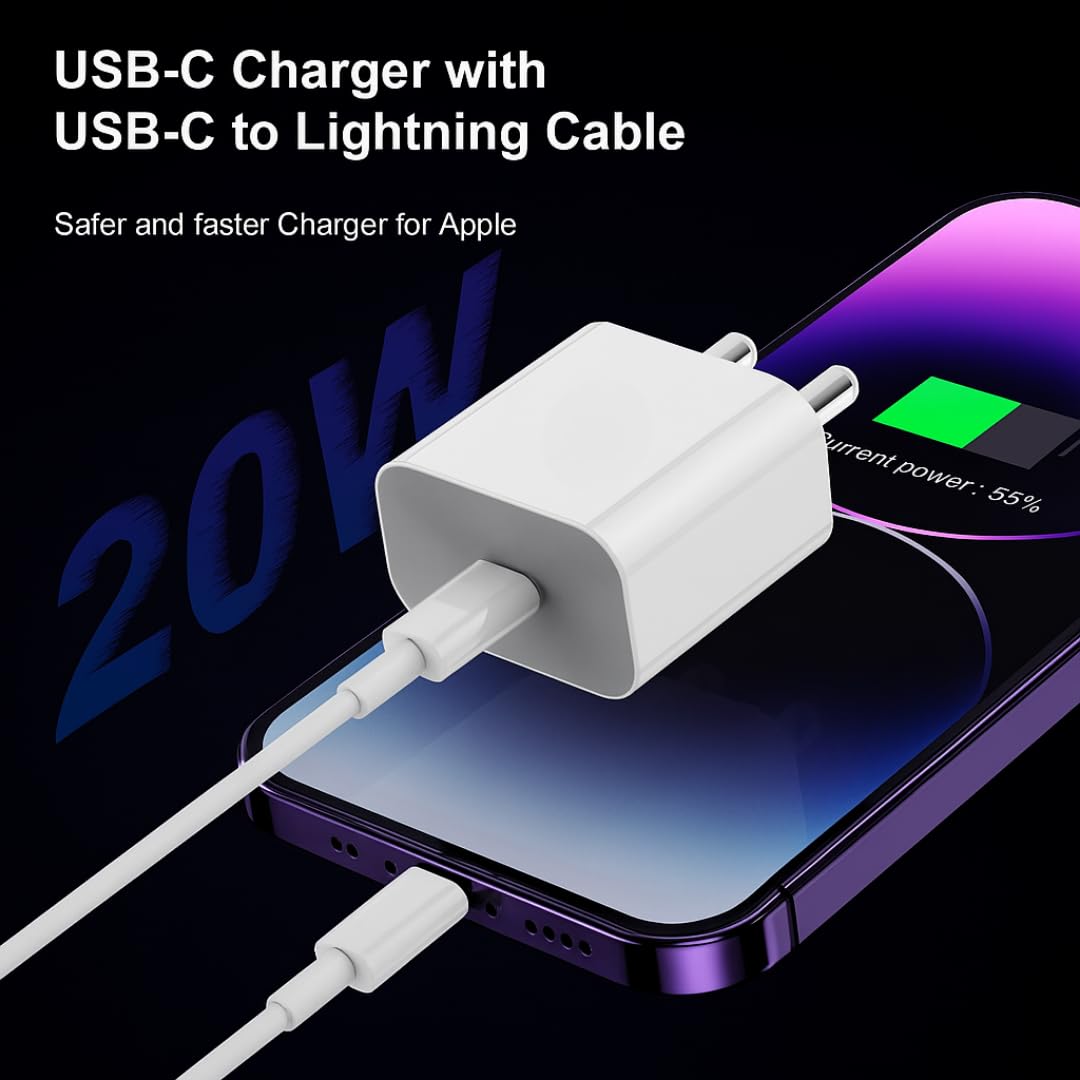 i-Top Apple iPhone Charger Adapter 20W Lightning Cable Combo (MFi-Certified) Compatible with iPhone 14/14Plus/14Pro/14 Pro max13/13 Pro/13 Pro max/12/12 Pro/11/X/X