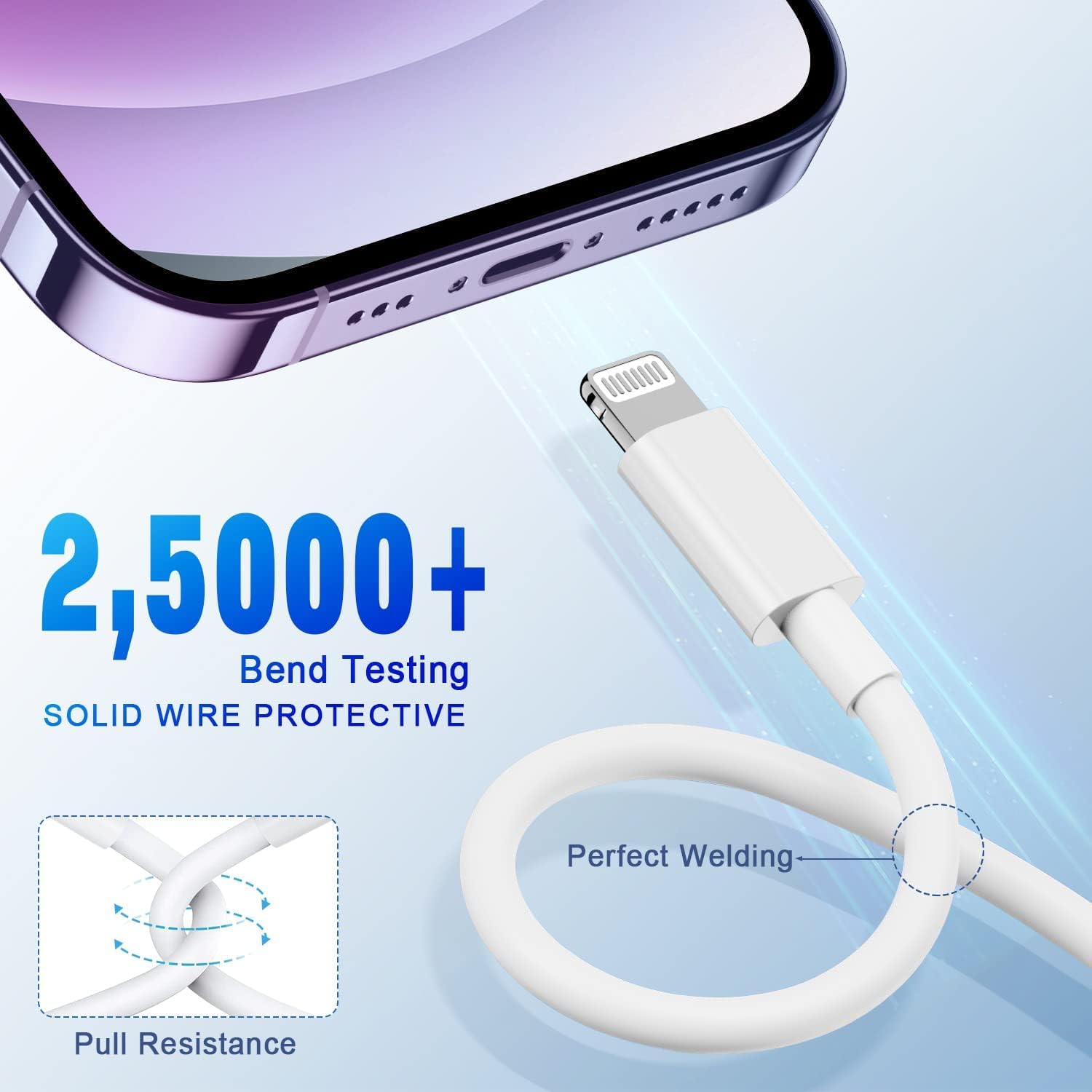 AURA WHITE Lightning Cable 1 m MQZSD546/A (Compatible with Apple, iPhone, iPhone 11, iPhone 12, iPhone 13, iPhone 14, White, One Cable)
