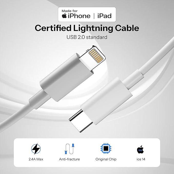 powertronics Lightning Cable 1 m Apple Type C to Lightning - MUlQ93ZM/A (Compatible with iPhone, Apple, White, One Cable)