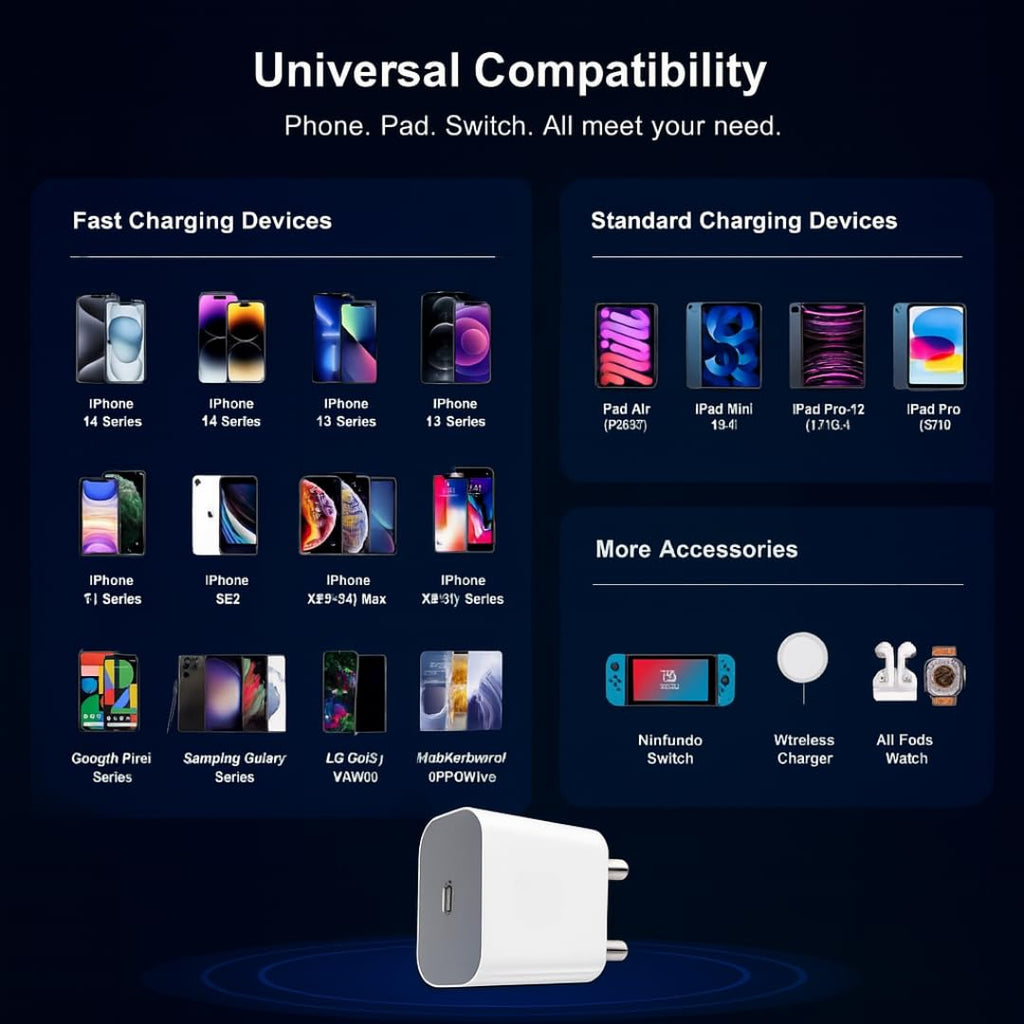AppIeAura Supercharge 3.1 A Wall Charger for Mobile with 2in1 Detachable Cable (White) 1 Year Warranty.