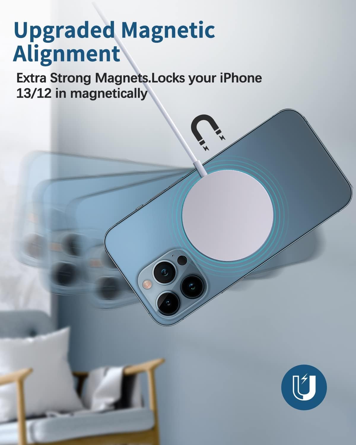 AppIeAura Power Wave Charge 2.8 A Wireless Mobile Charger with Detachable Cable (White, Silver)