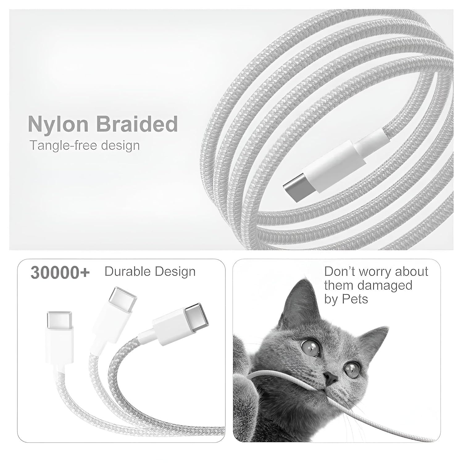 PowerTronics USB Type C to Type C 60W 3.1A fast charging Apple Data cable, Compatable for iPhone 15,16  1M long
