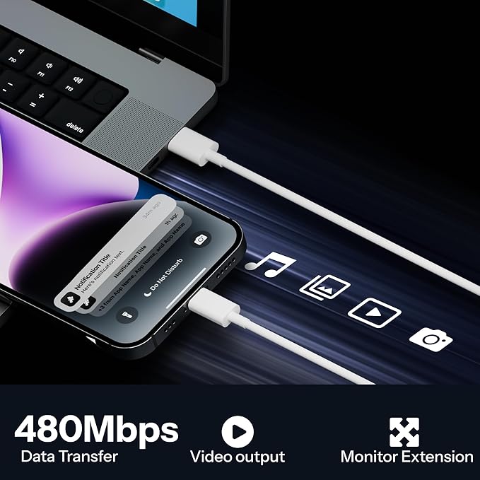 i-Top Lightning Cable 1 m Apple Lightning to USB-C Cable (Compatible with iPhone, Apple, White)