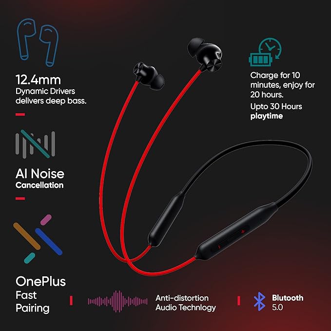 Bullet Z2 ANC Bluetooth in Ear Earphones with Mic, 45dB Hybrid ANC, Bombastic Bass - 12.4 mm Drivers, 10 Mins Charge - 20 Hrs Music, 28 Hrs Battery