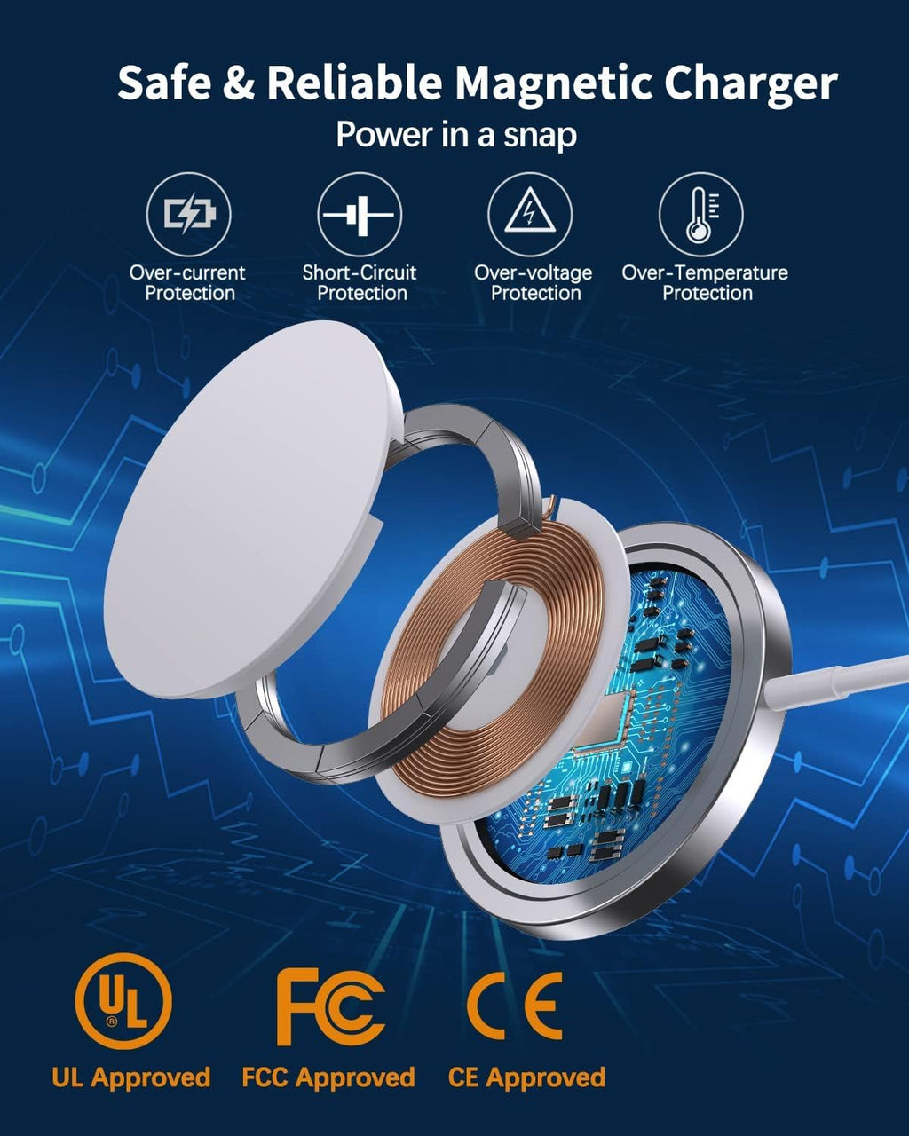 AppIeAura Power Wave Charge 2.8 A Wireless Mobile Charger with Detachable Cable (White, Silver)