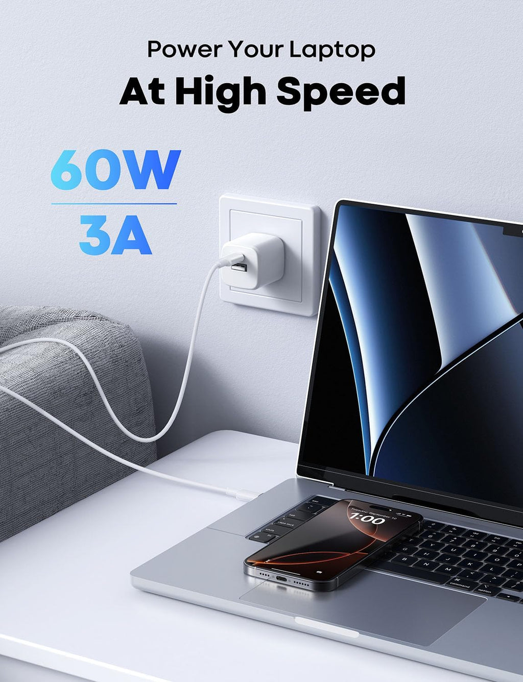 i-Top USB Type C Cable 3 A 1 m TPE 60W Fast Charging Type C to Type C Data Cable