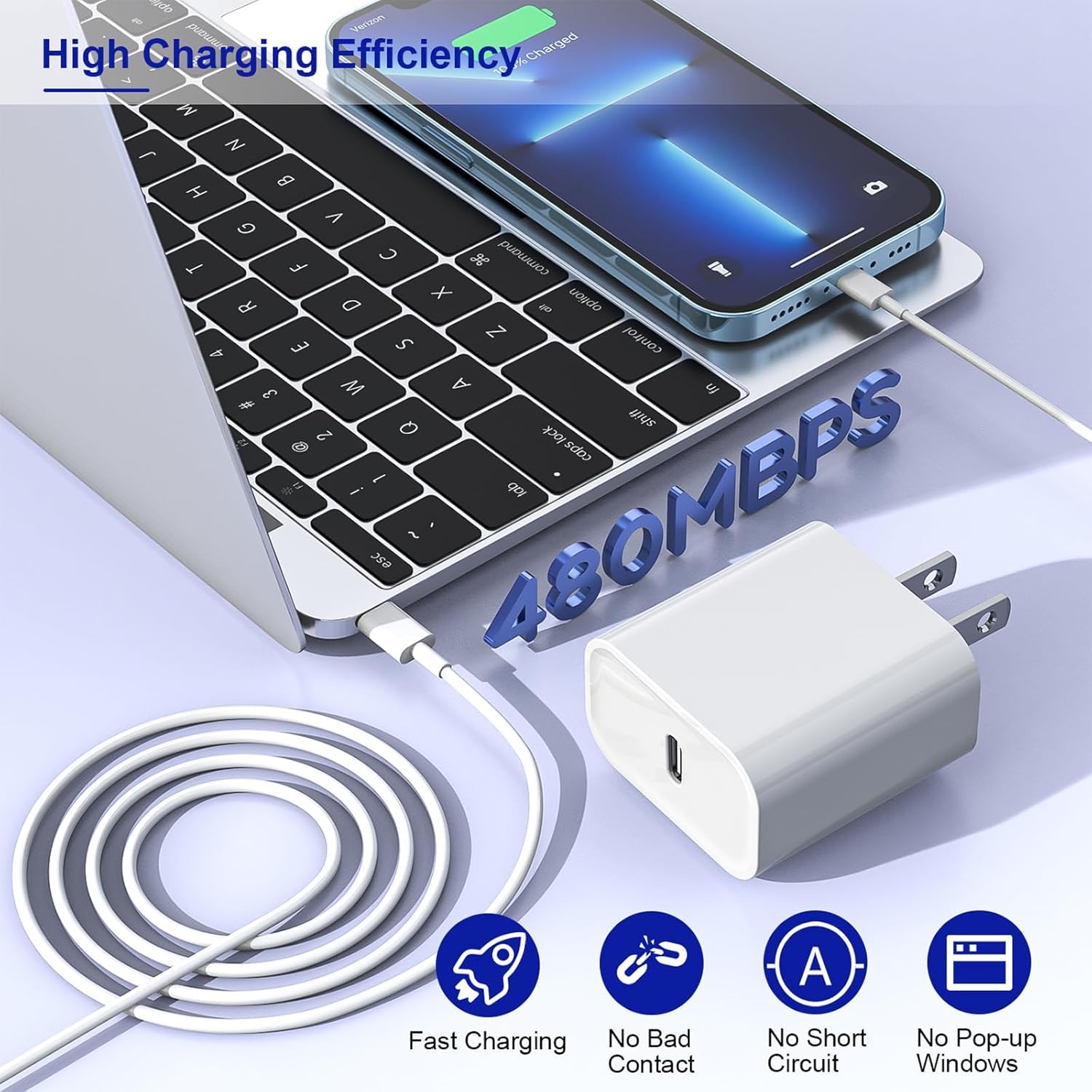 AppleAura iPhone Charger Adapter 20W Type C for iPhone 17/17 Air/17 Pro/17 Pro Max, 16/16 Plus/16 Pro/16 Pro Max, 15/15 Plus/15Pro/15 Pro Max & Other Devices